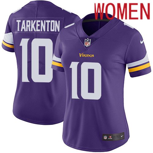 Cheap Women Minnesota Vikings 10 Fran Tarkenton Nike Purple Vapor Limited NFL Jersey
